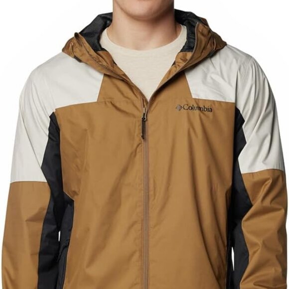 Columbia Men's Tan White Inner Limits III Hooded Outdoor Windbreaker Jacket Sz L - Picture 1 of 13
